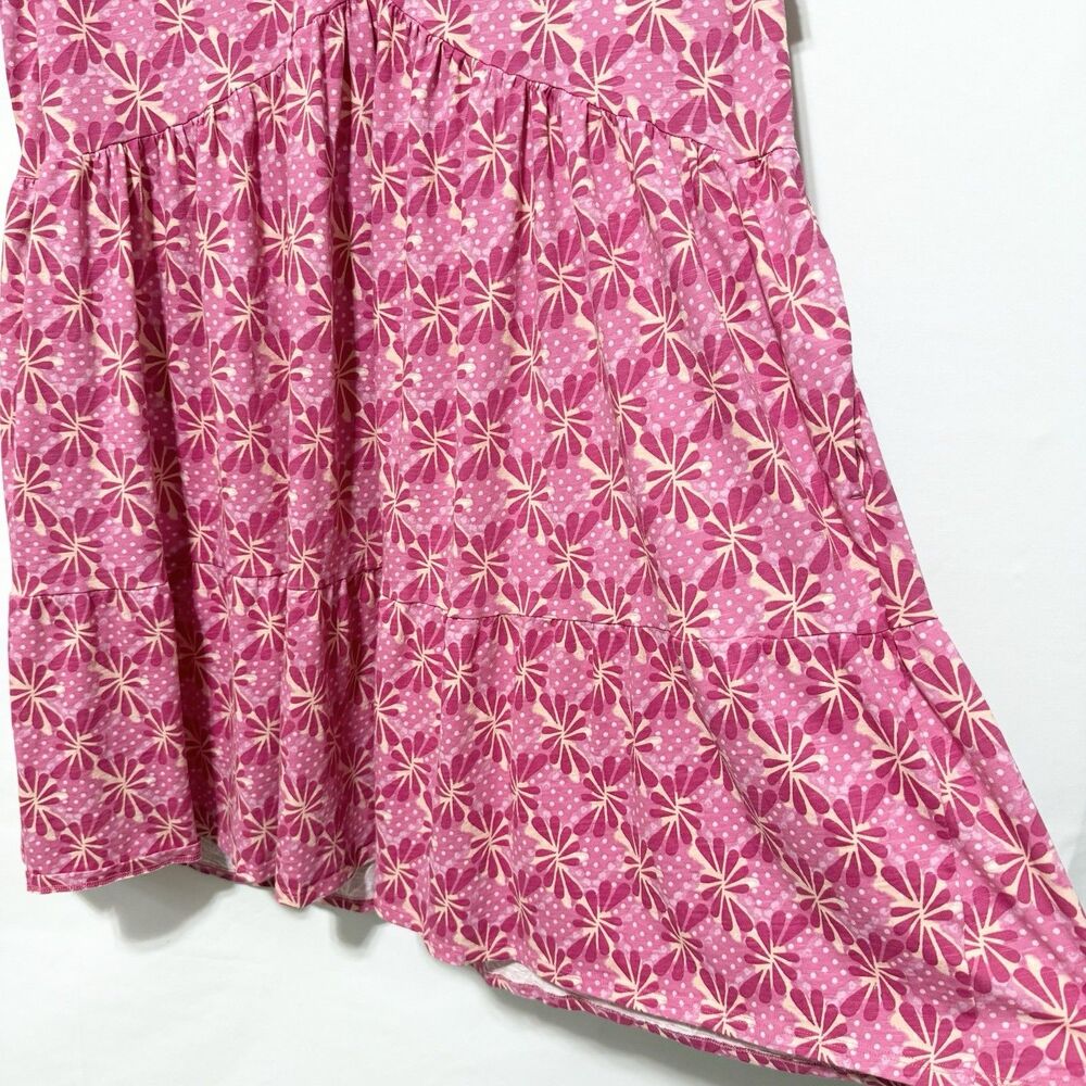 Lane Bryant 22/24 Swing V-Neck Tiered Dress Pink Short Sleeve Cotton Casual - Picture 6 of 12